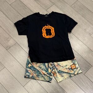 Vibrant Black and Orange Kids Matching Set